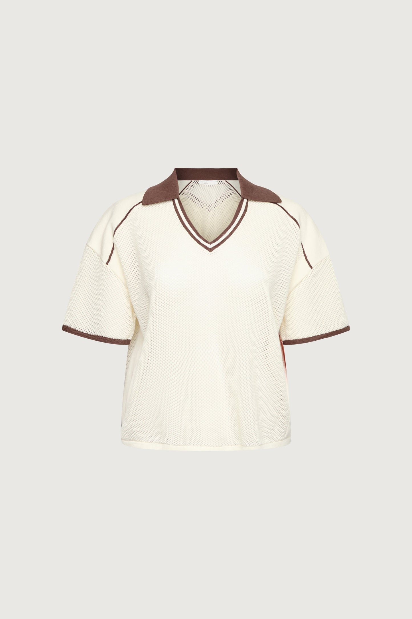 V-NECK MESH CROCHET POLO