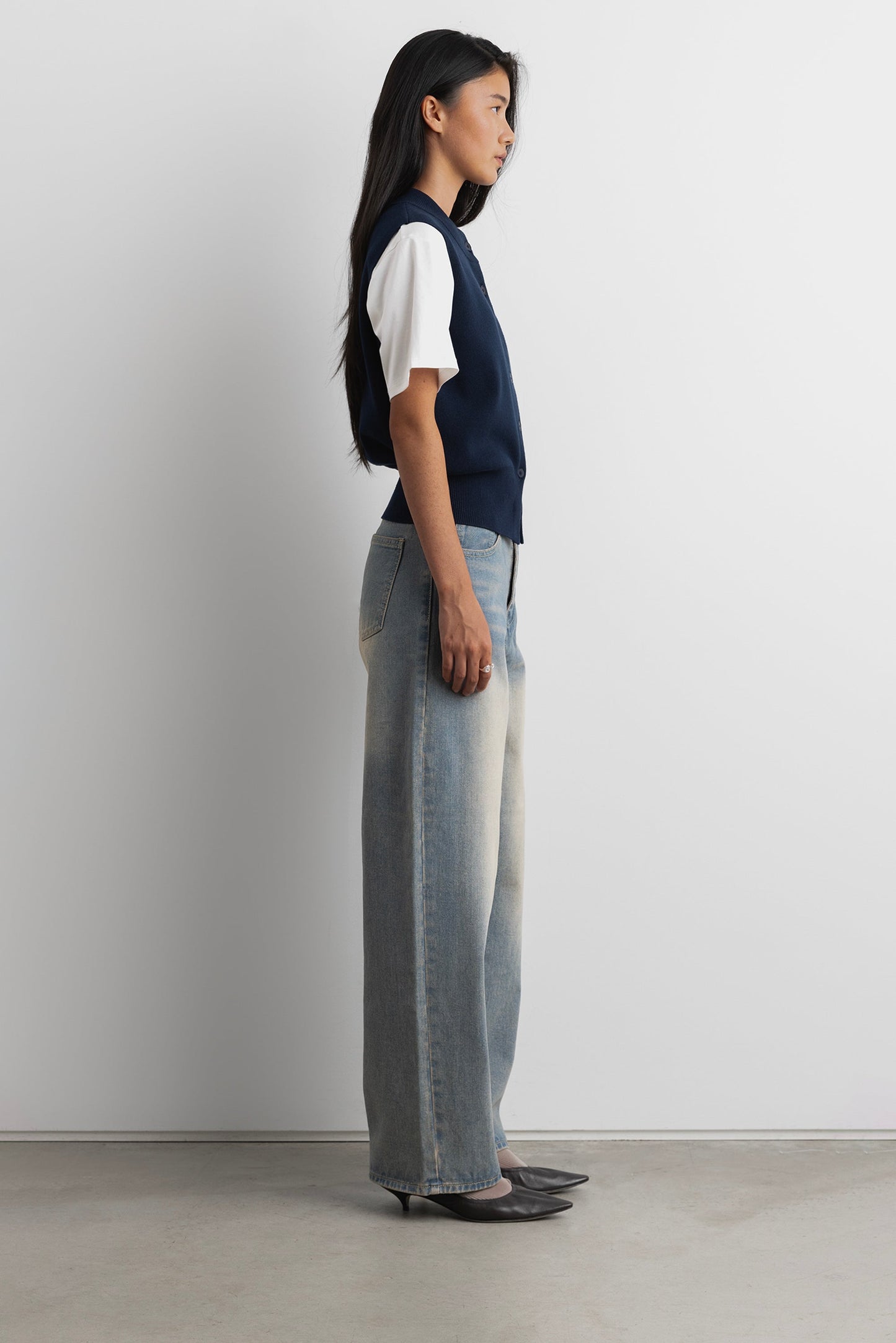 KNIT MOCKNECK BUTTON UP VEST