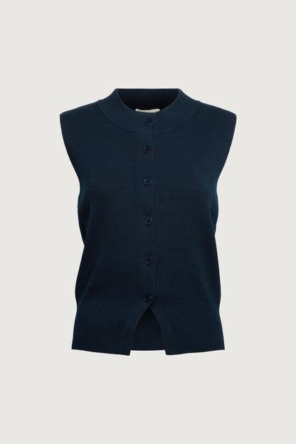 KNIT MOCKNECK BUTTON UP VEST