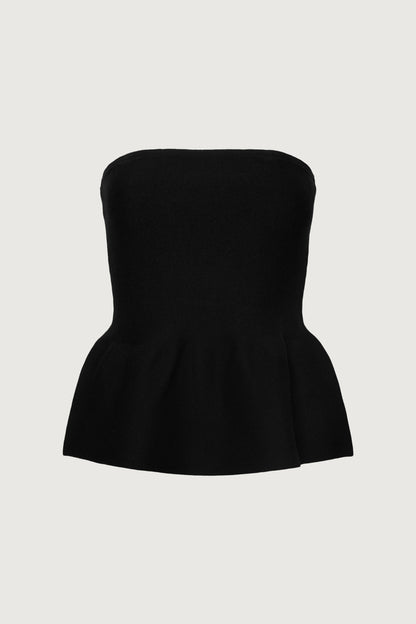 KNIT PEPLUM TUBE TOP