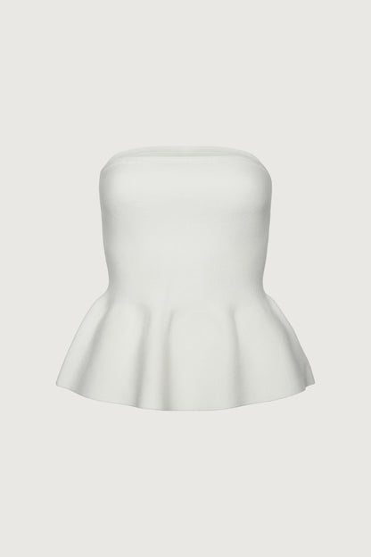 KNIT PEPLUM TUBE TOP