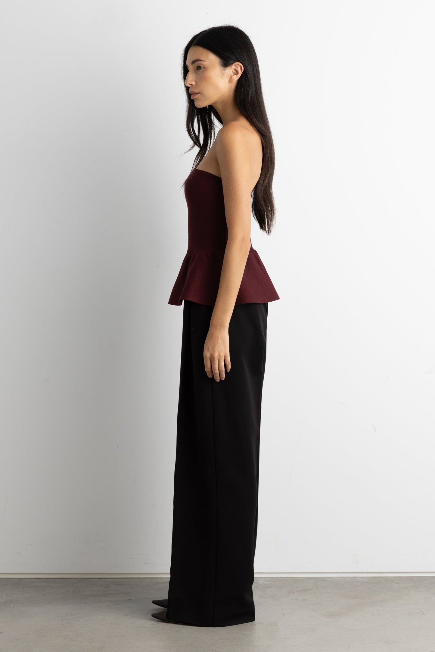 KNIT PEPLUM TUBE TOP