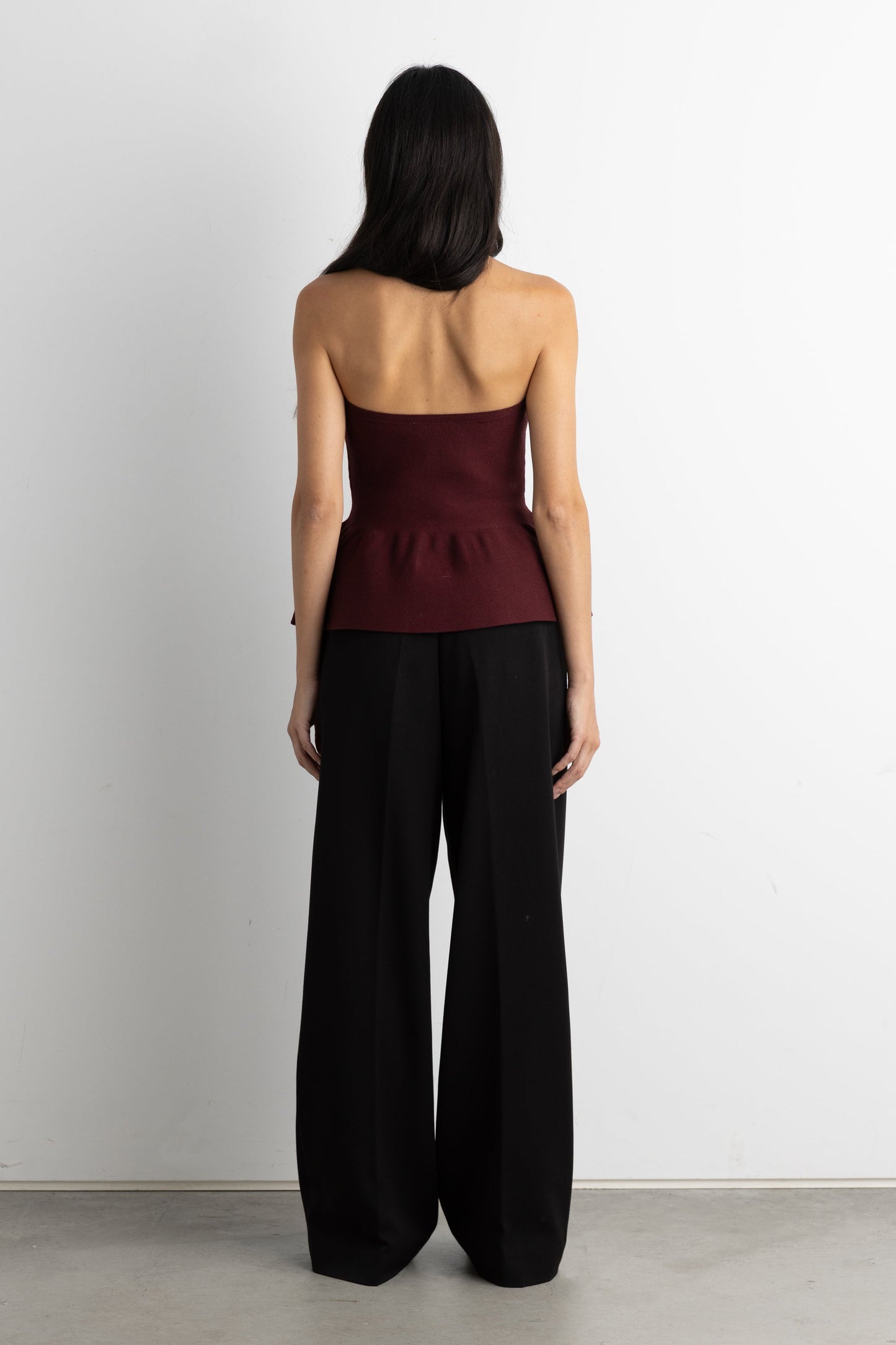 KNIT PEPLUM TUBE TOP