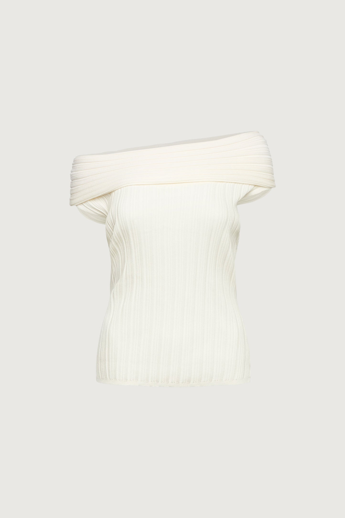 SHORT SLEEVE OFF THE SHOULDER KNIT SWEATER