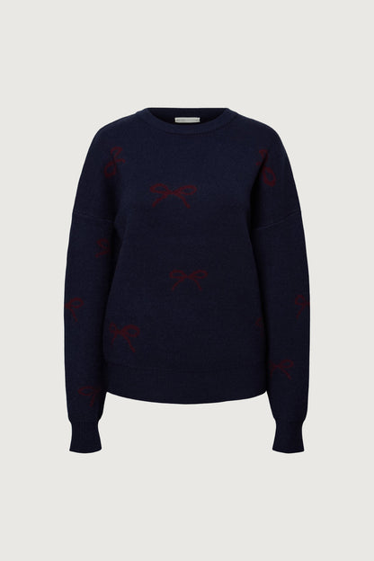 BOW JACQUARD KNIT SWEATER