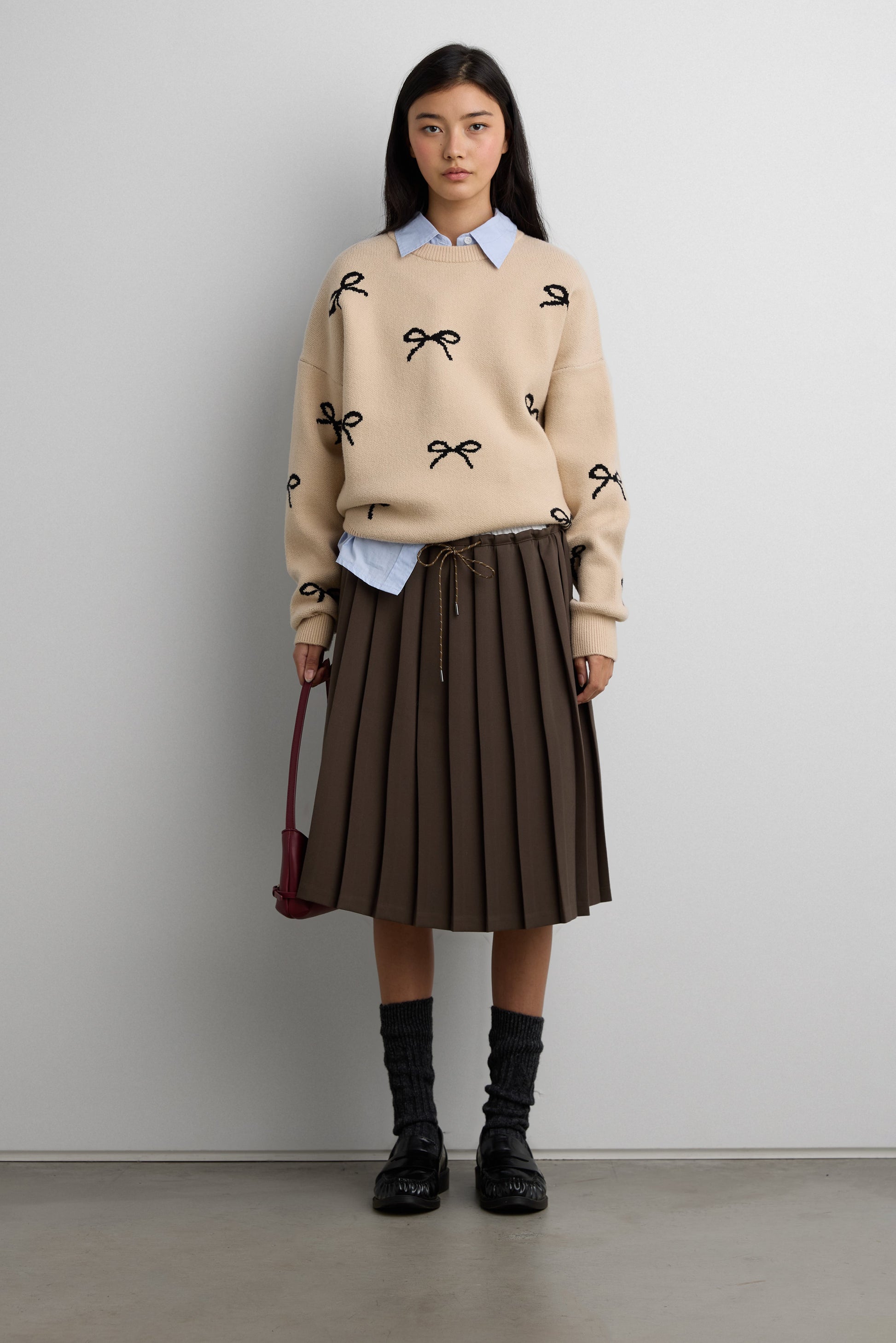BOW JACQUARD KNIT SWEATER
