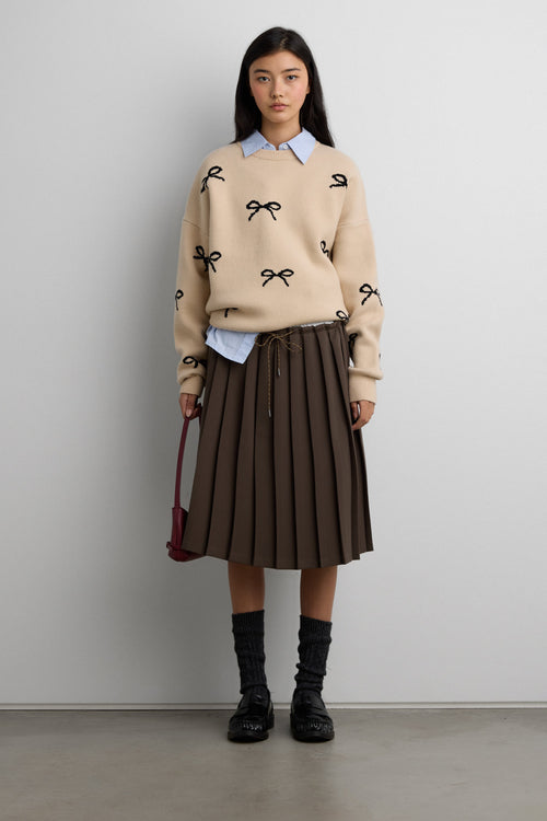 BOW JACQUARD KNIT SWEATER