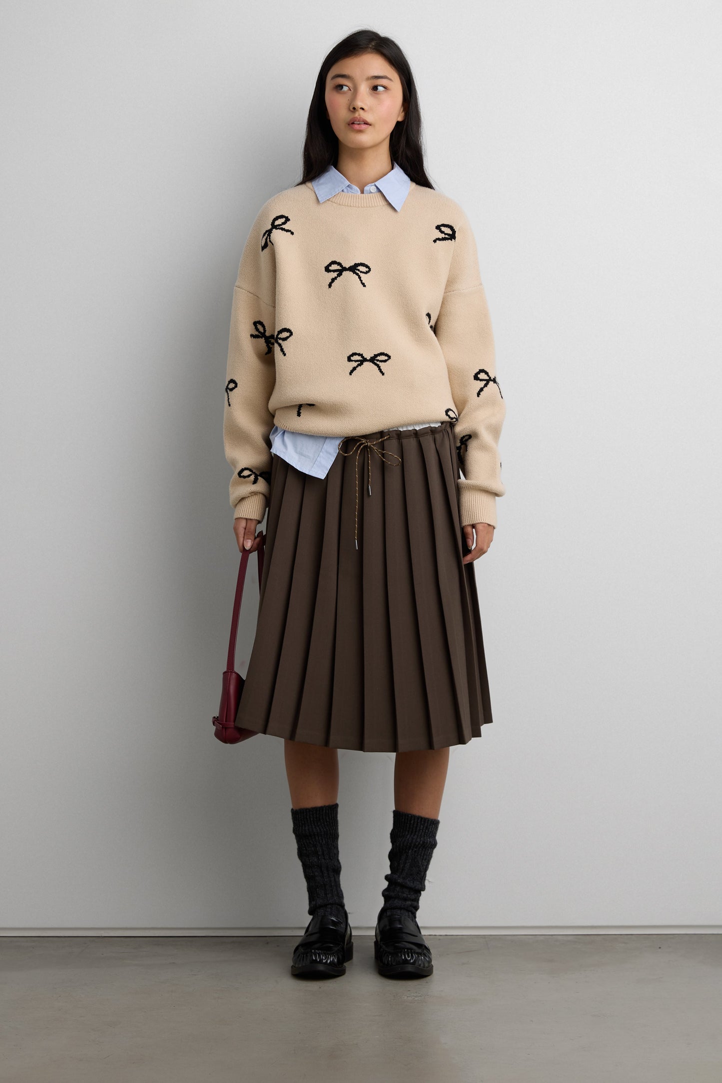 BOW JACQUARD KNIT SWEATER