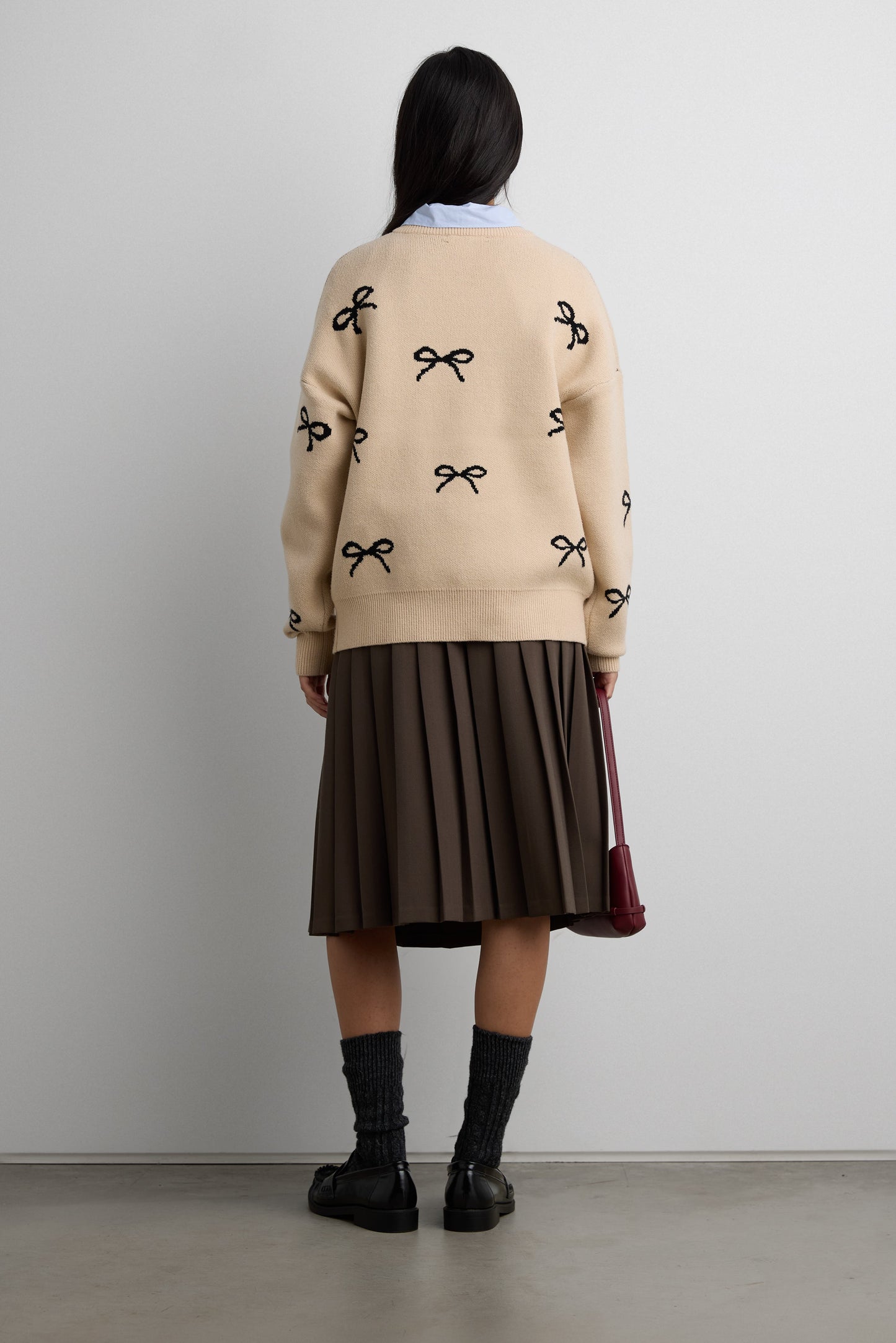 BOW JACQUARD KNIT SWEATER