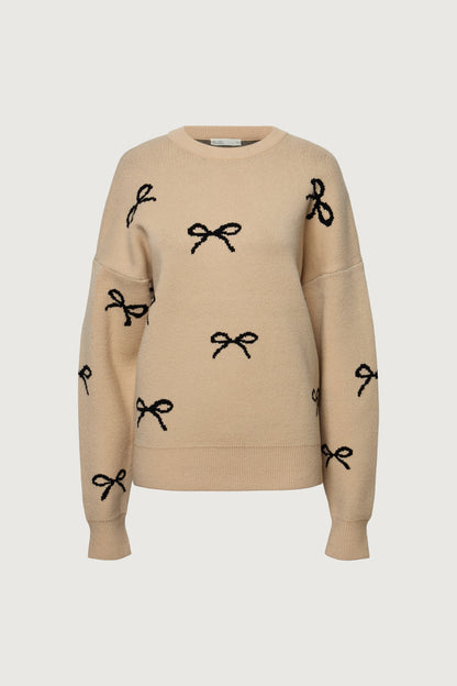 BOW JACQUARD KNIT SWEATER