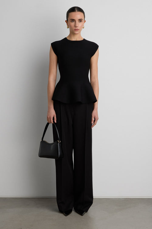 THICK RIBBED PEPLUM TOP