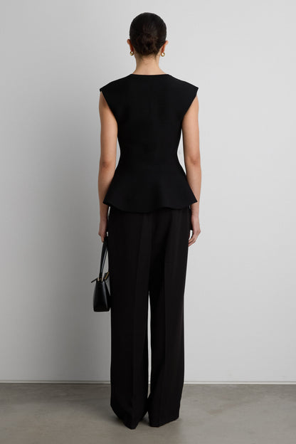 THICK RIBBED PEPLUM TOP