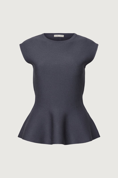 THICK RIBBED PEPLUM TOP