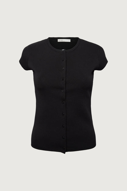 CAP SLEEVE BUTTON FRONT SWEATER