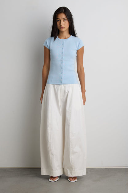 CAP SLEEVE BUTTON FRONT SWEATER