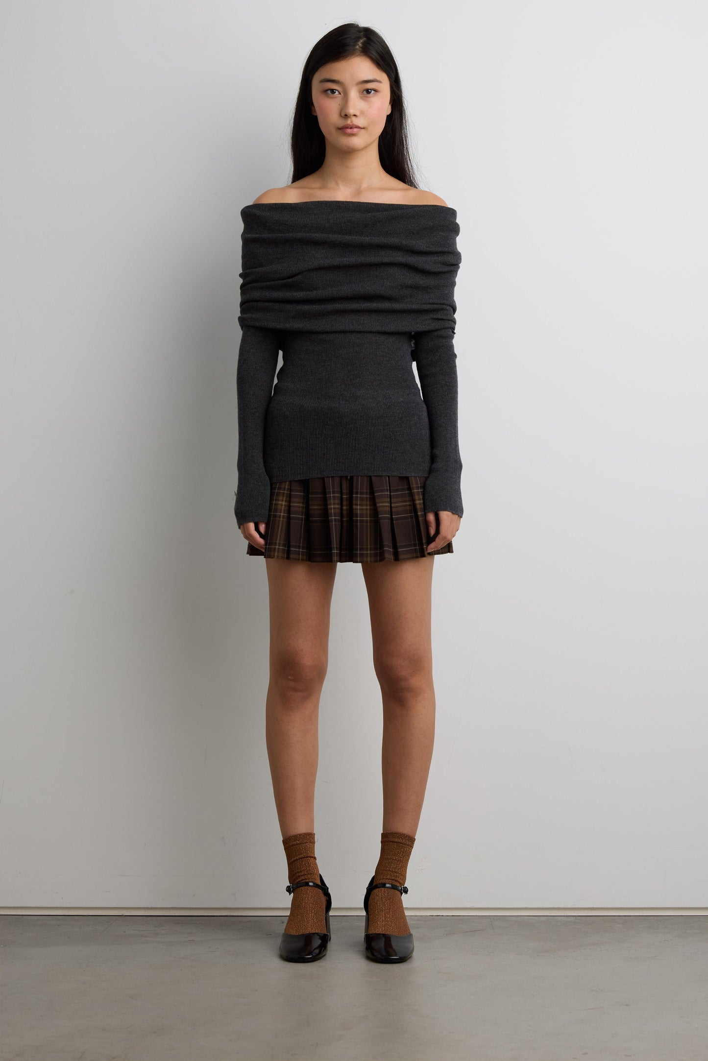 DRAPED OFF SHOULDER SWEATER