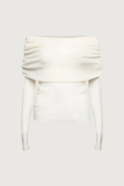 DRAPED OFF SHOULDER SWEATER