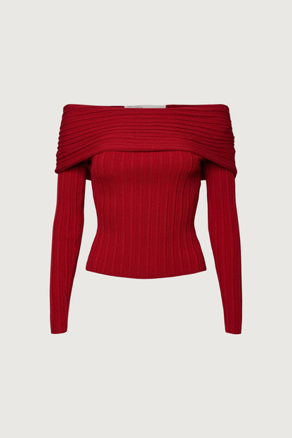 RIBBED OFF THE SHOULDER SWEATER