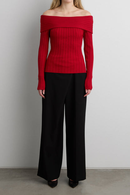 RIBBED OFF THE SHOULDER SWEATER