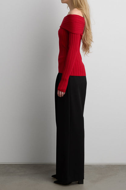 RIBBED OFF THE SHOULDER SWEATER