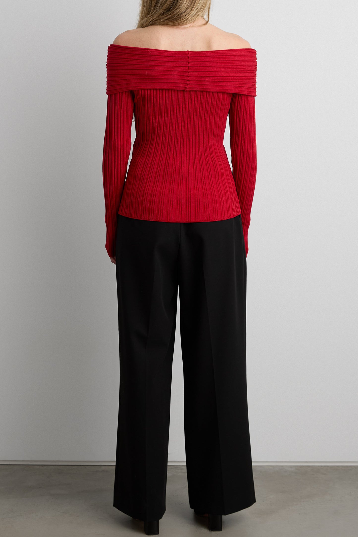 RIBBED OFF THE SHOULDER SWEATER