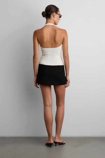 RIBBED KNIT HALTER TANK TOP