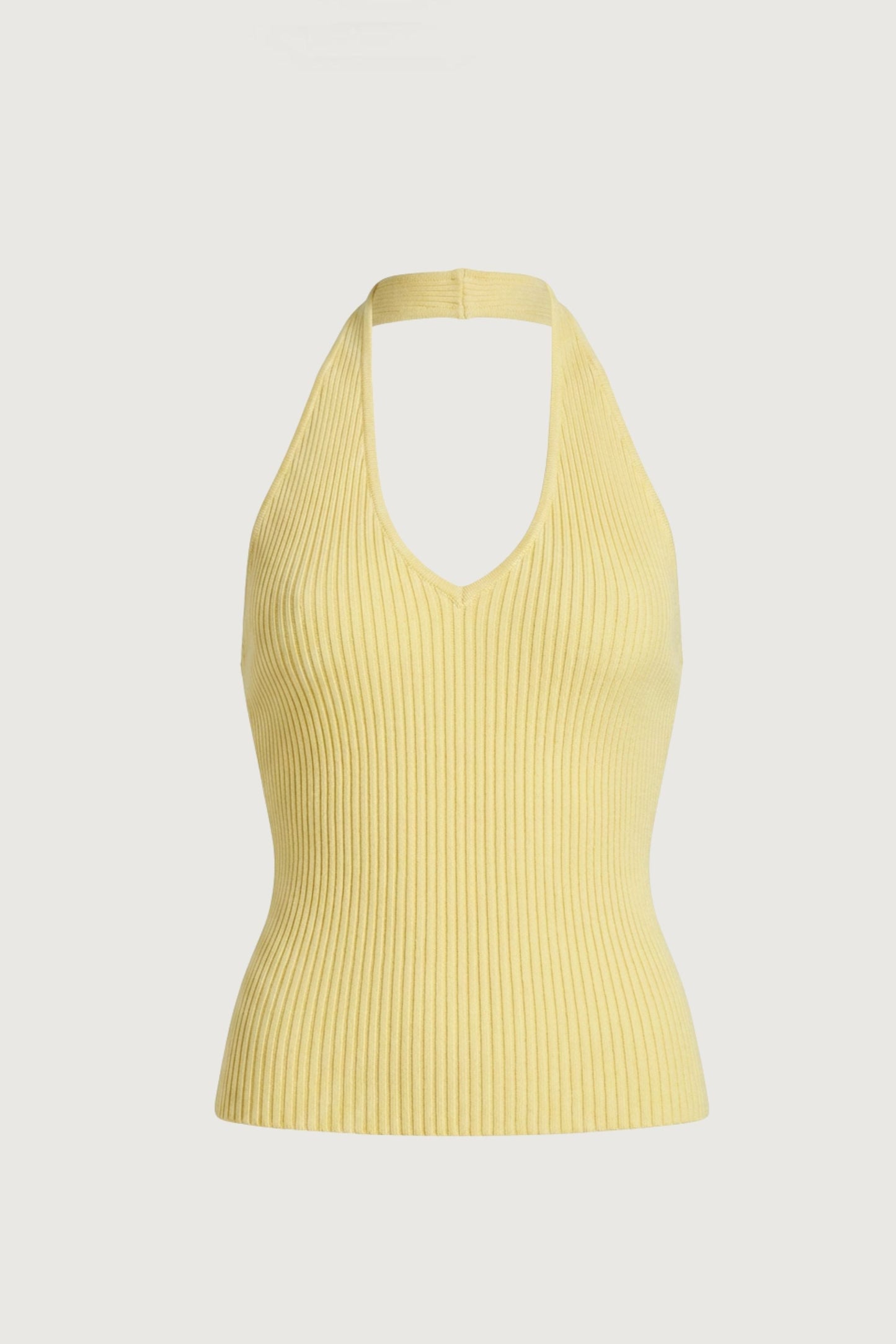 RIBBED KNIT HALTER TANK TOP