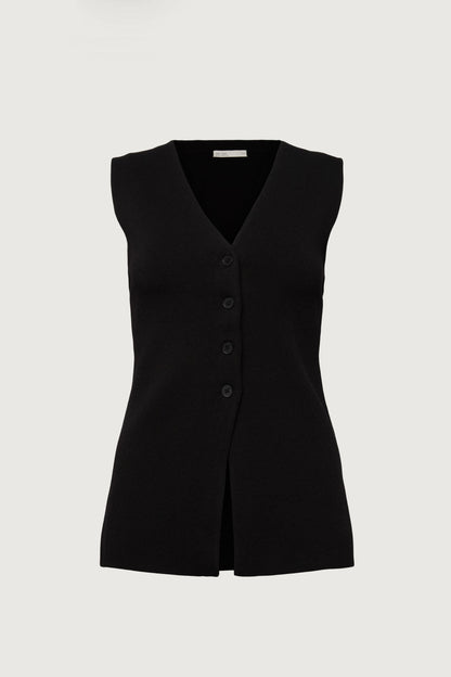 KNIT CINCHED WAIST BUTTON UP TOP