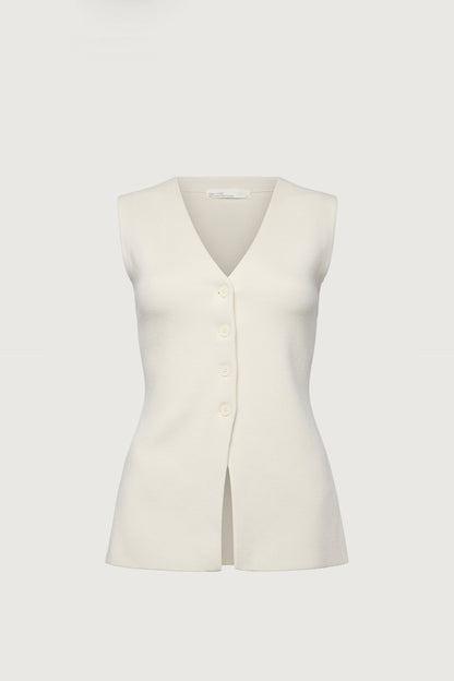 KNIT CINCHED WAIST BUTTON UP TOP
