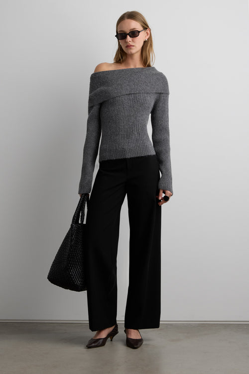 FOLD OVER OFF THE SHOULDER SWEATER