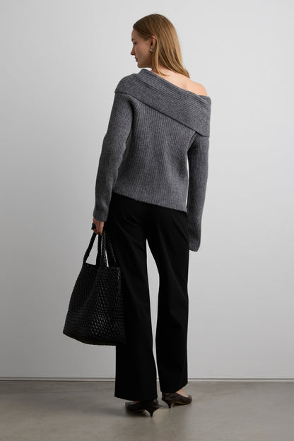 FOLD OVER OFF THE SHOULDER SWEATER
