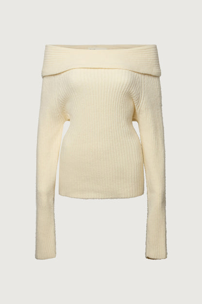 FOLD OVER OFF THE SHOULDER SWEATER