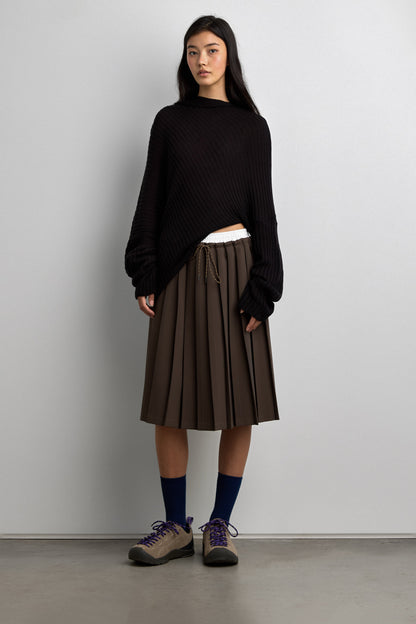 SLOUCHY OFF THE SHOULDER KNIT HOODIE