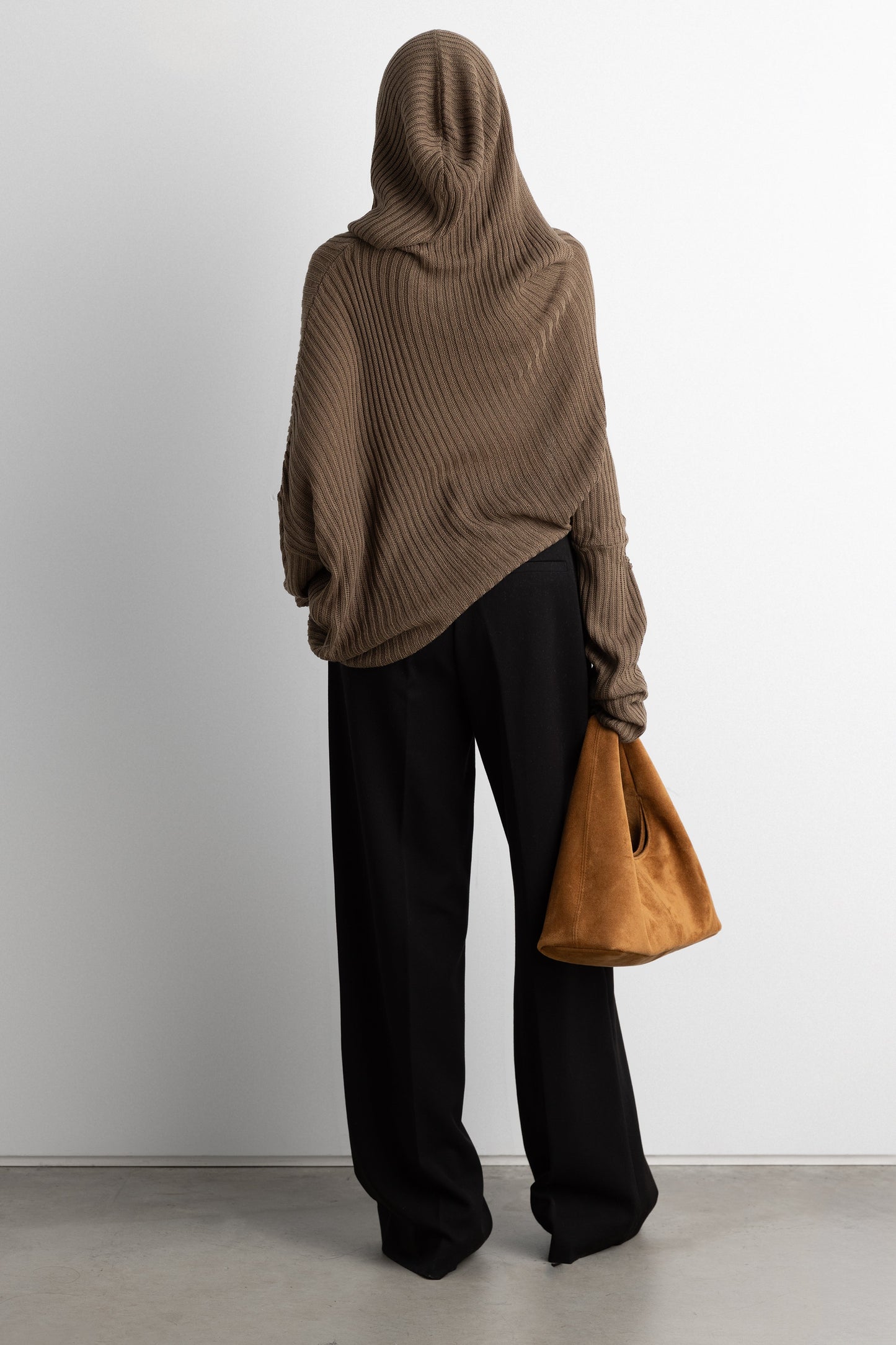 SLOUCHY OFF THE SHOULDER KNIT HOODIE