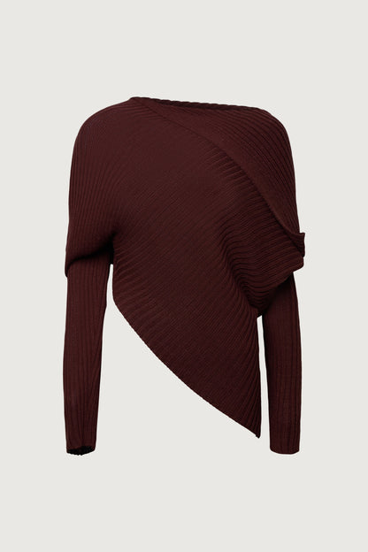 SLOUCHY OFF THE SHOULDER KNIT HOODIE