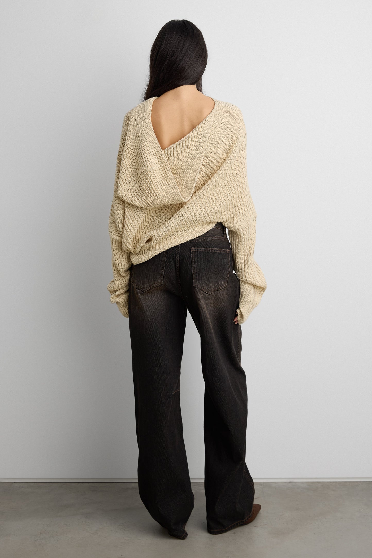 SLOUCHY OFF THE SHOULDER KNIT HOODIE