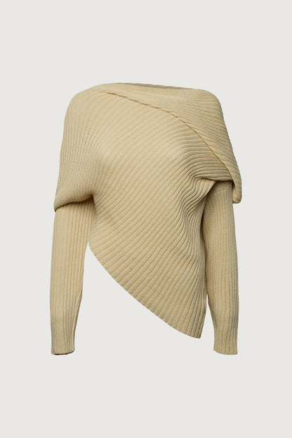 SLOUCHY OFF THE SHOULDER KNIT HOODIE