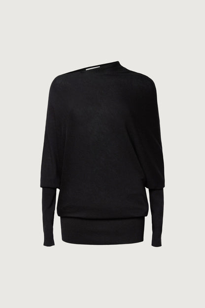 ASYMMETRICAL SWEATER WITH CUFFED SLEEVE