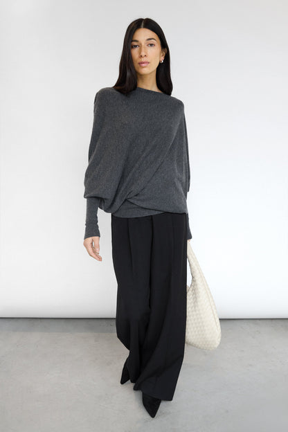 ASYMMETRICAL SWEATER WITH CUFFED SLEEVE