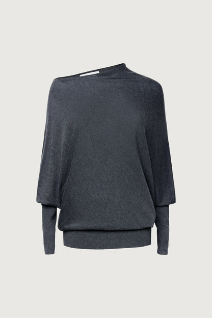 ASYMMETRICAL SWEATER WITH CUFFED SLEEVE