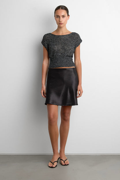 ASYMMETRICAL OFF-SHOULDER KNIT TOP