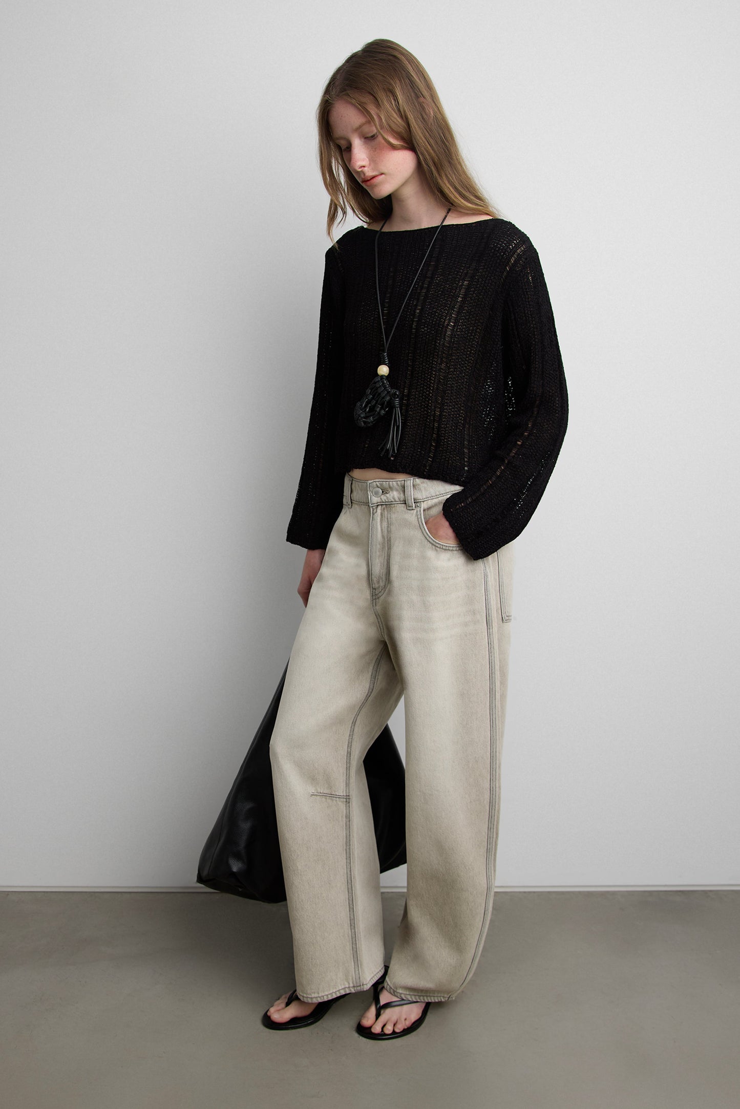SHEER BOATNECK MESH SWEATER