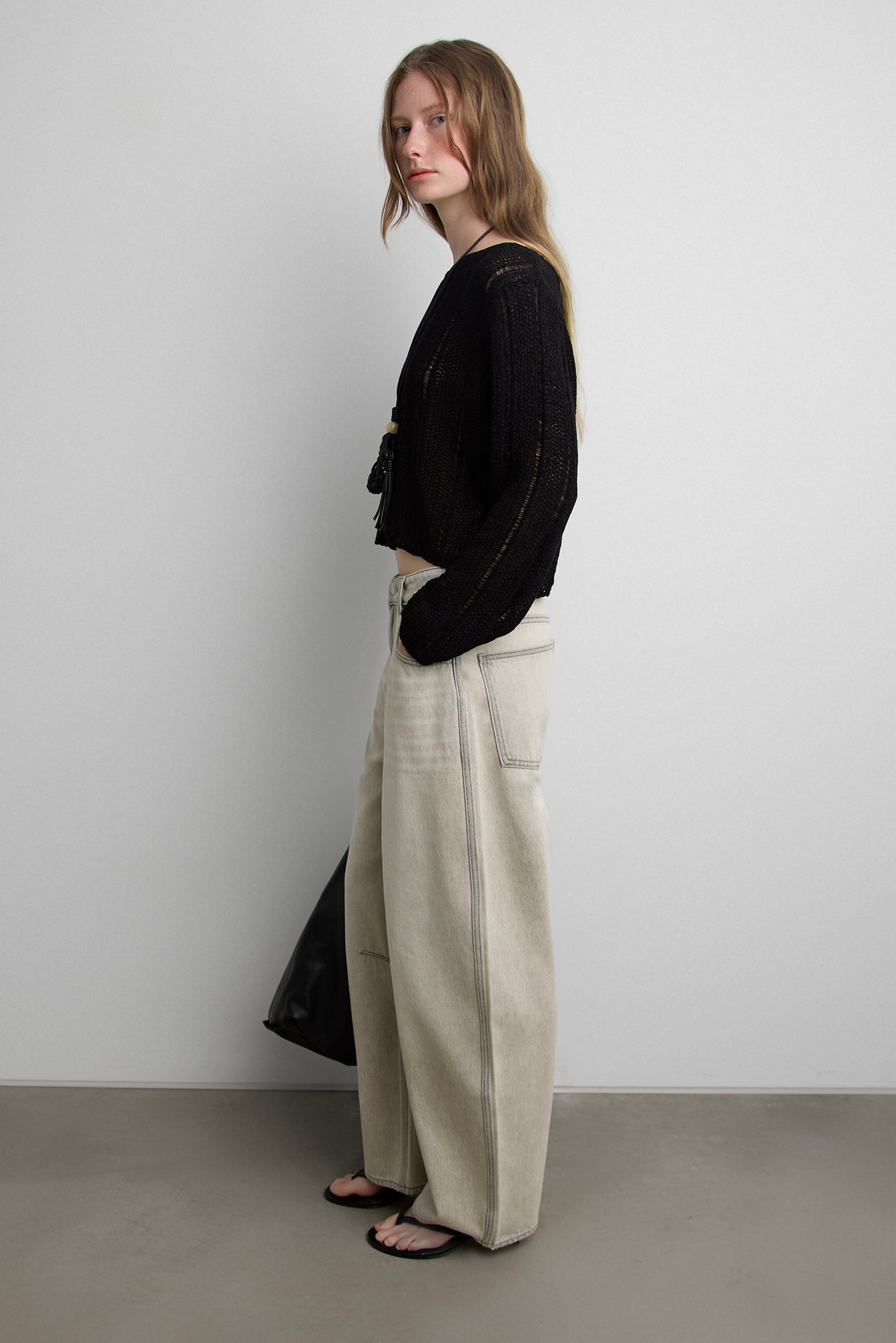 SHEER BOATNECK MESH SWEATER