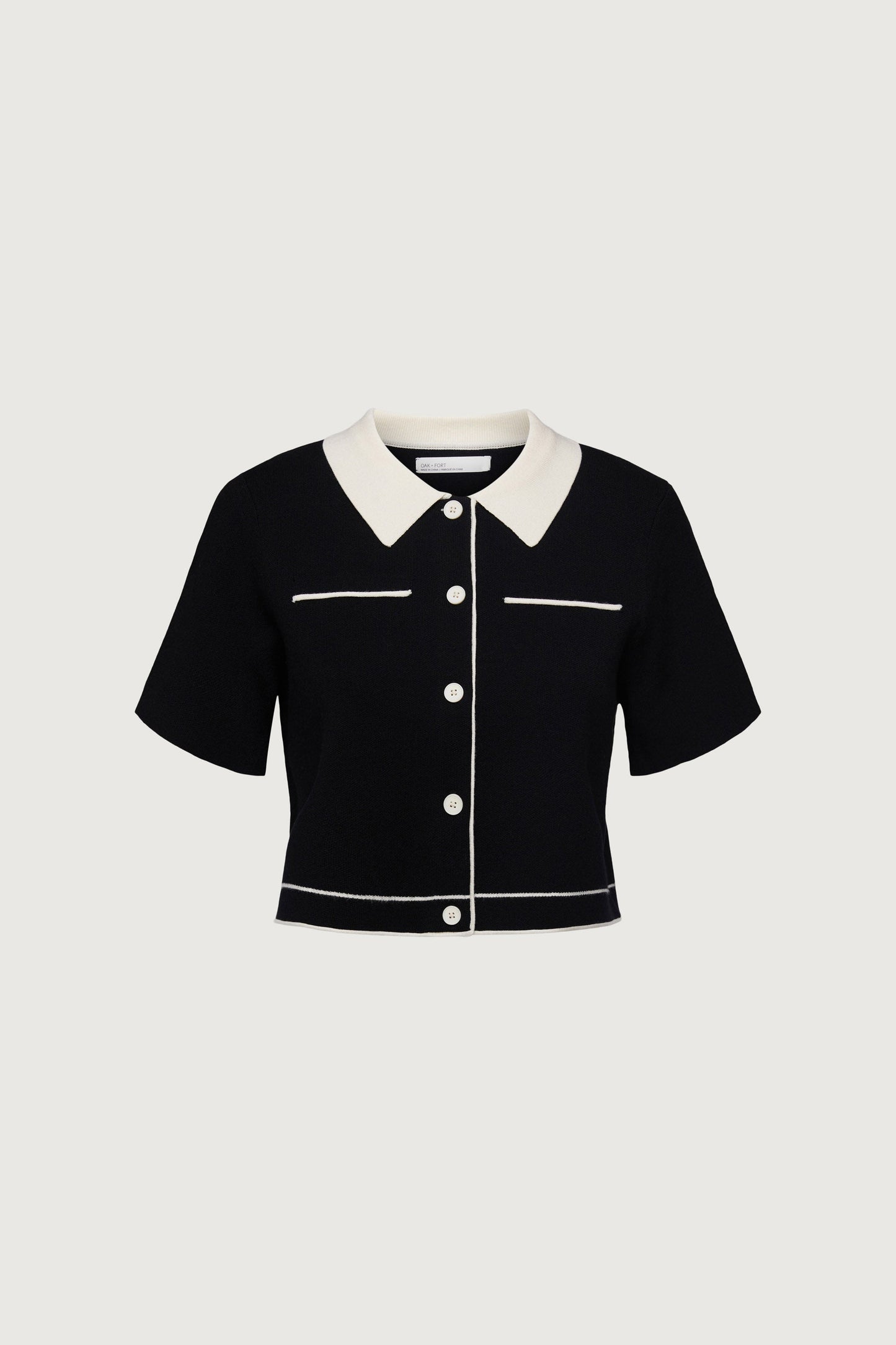 CROPPED KNIT CONTRAST TRIM TOP