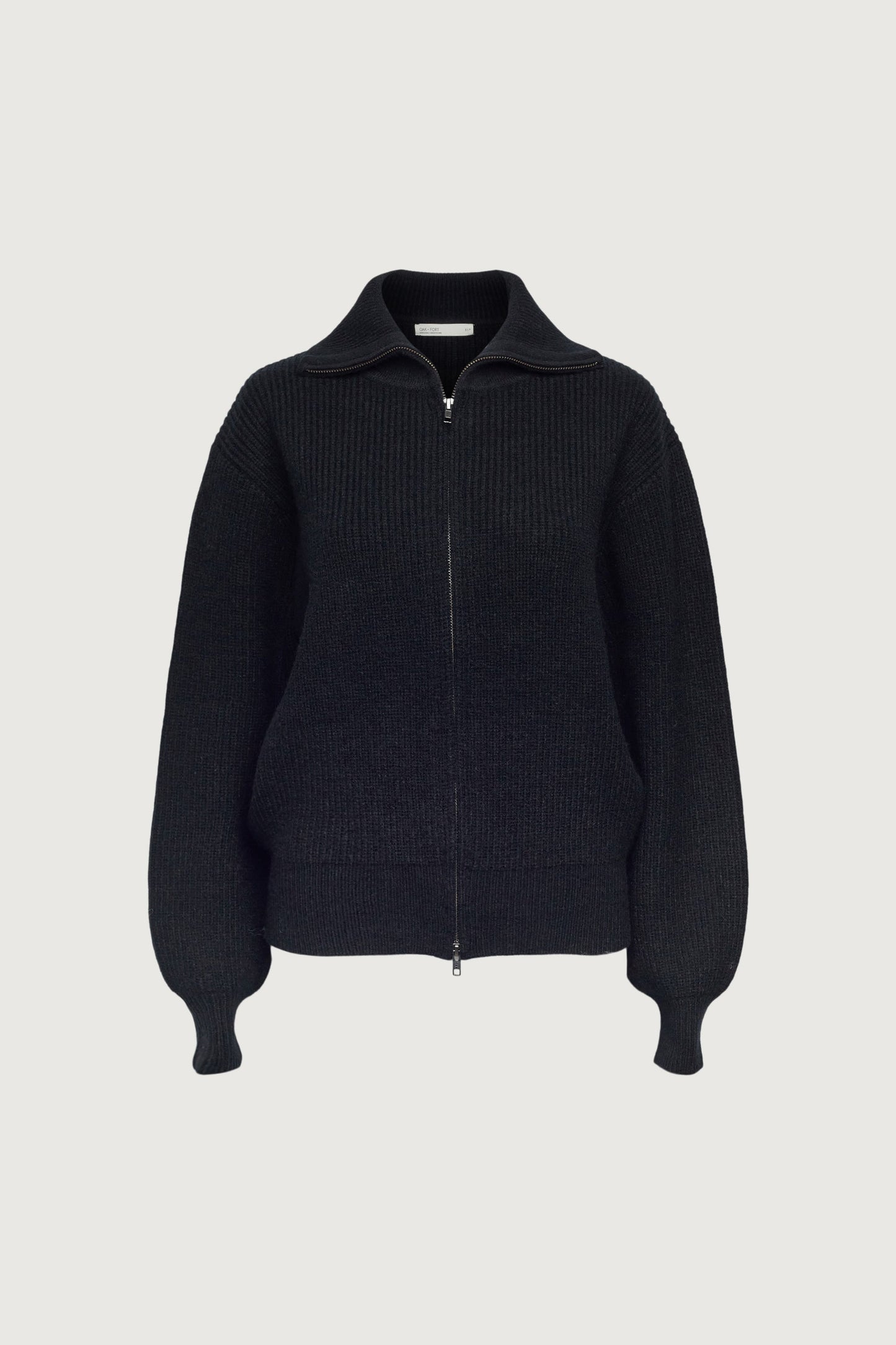 HIGH NECKLINE ZIP UP SWEATER