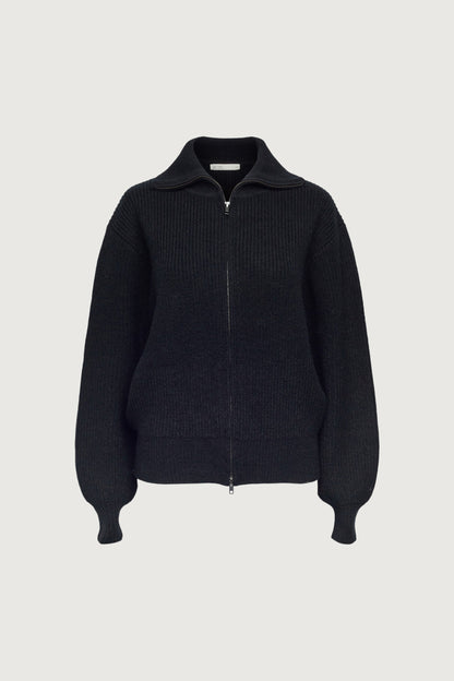 HIGH NECKLINE ZIP UP SWEATER