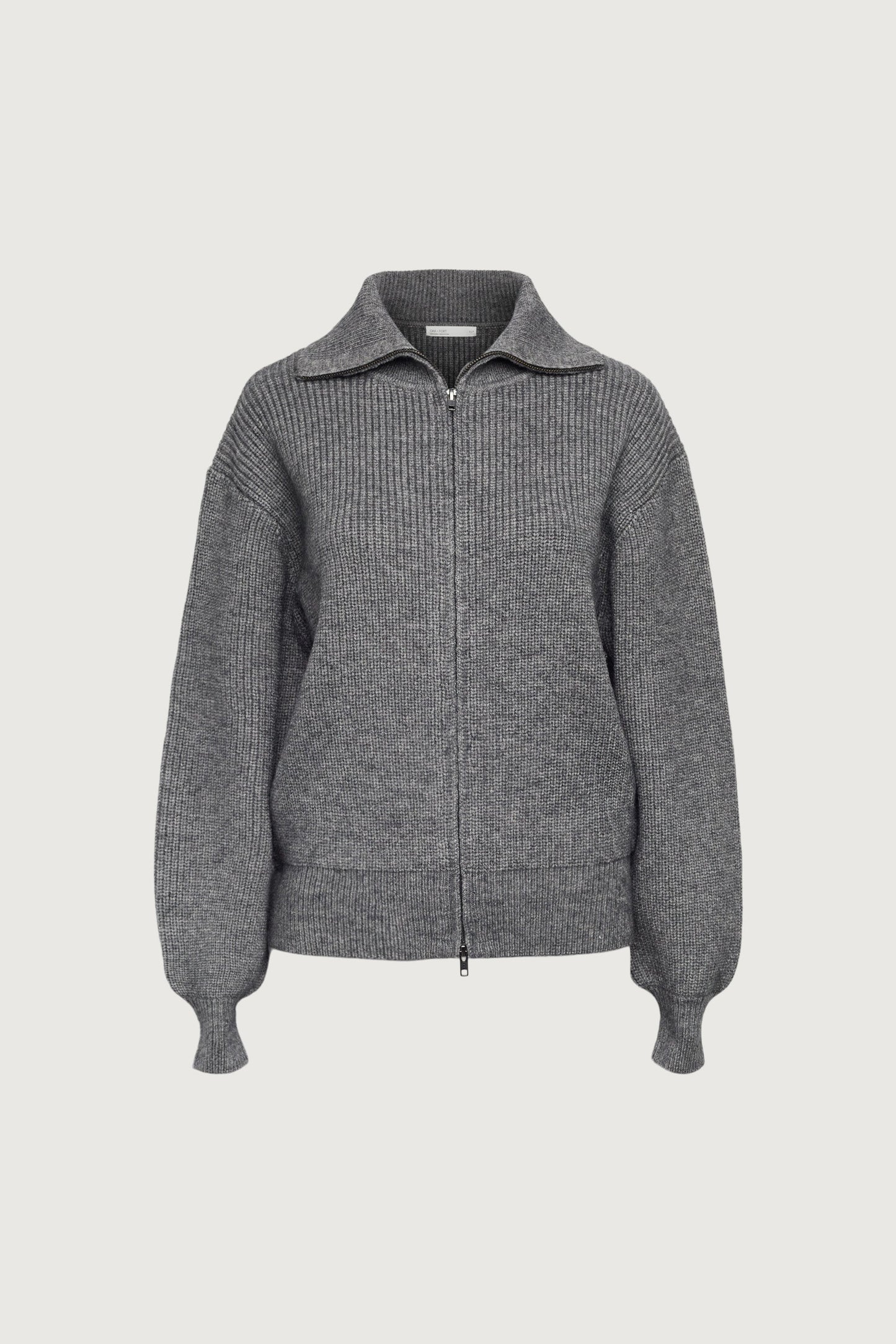 HIGH NECKLINE ZIP UP SWEATER