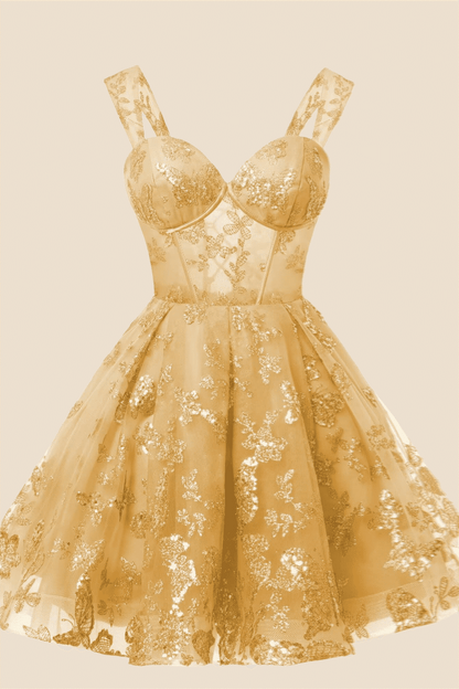 Sweetheart Grey Sparkly 3D Butterfly Short Dress