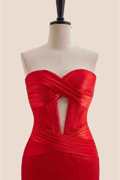 Sweetheart Red Twist Bodycon Short Dress