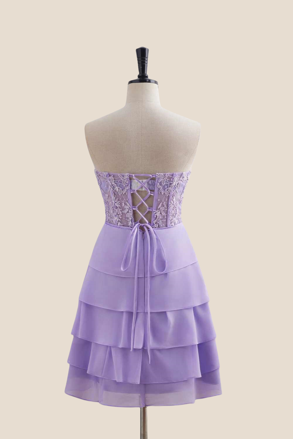 Sweetheart Hot Pink Appliques Tiered Short Dress